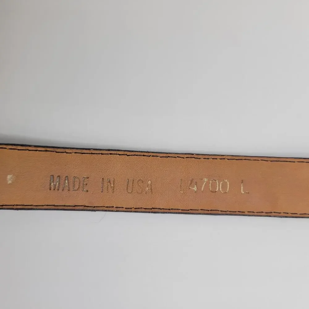 Vintage Black Leather Belt Womens Large Western Cowgirl Rodeo Croc Embossed 90s